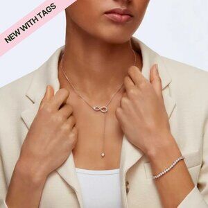 💎Swarovski Hyperbola Y necklace Infinity, White, Rose gold-tone plated NIB💎